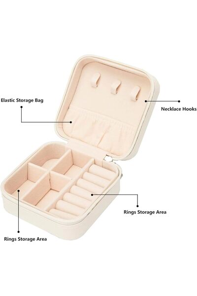 VENDIX Small Jewelry Box - Portable Ring, Necklace, Earring and Bracelet Organizer (10x10 cm)