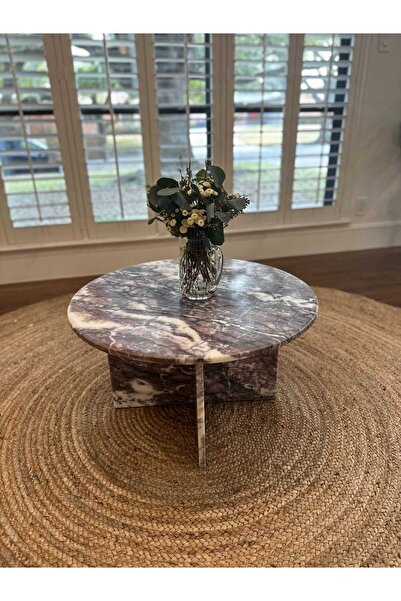Pergamon Marble & Design Koyu Menekşe Mermer Orta Sehpa Gerçek Mermer