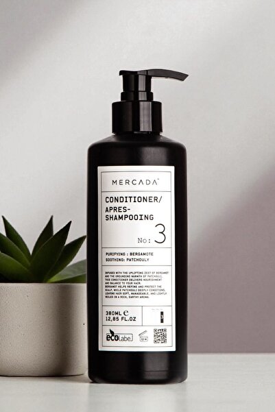 Mercada بلسم منقي ومهدئ أسود رقم 3 سعة 380 مل - بلسم للشعر بخلاصة البرغموت والباتشولي