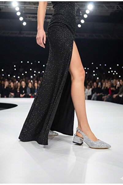 mustey pantofi de damă cu toc scurt, cu aspect elegant, din satin, cu detalii sclipitoare