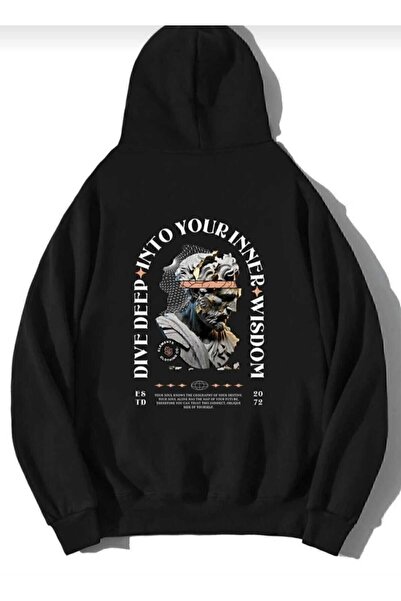 Hunors Sportswear & Company سترة ديفا ديب مطبوع للجنسين موديل قطن بغطاء رأس