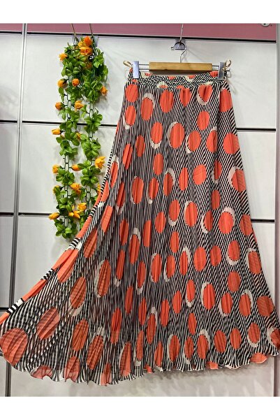 edu collection Fusta clopot din șifon cu model, cu căptușeală