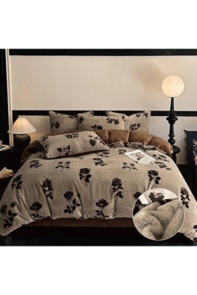 Truva Grup Faux Rabbit Fur Bed Linen, 6 Pieces - Bed Cover with Elastic, 180x200 cm