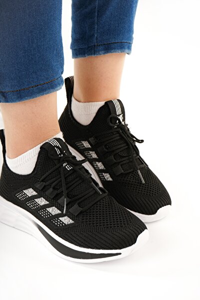 Babetty Unisex Orthopedic Light Sole Striped Detail Lace-Up Knitwear Casual Sports Shoes Breathable