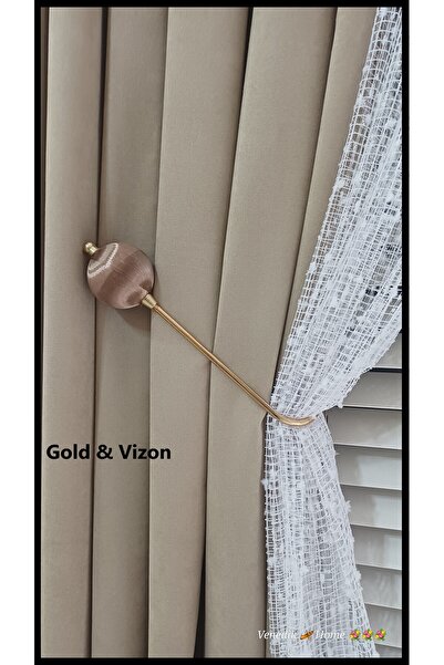 venedik home New Metal Ghost Hook Mounted on Cornice Gold & Mink 1 Piece (Easy Installation Without Drilling Walls)