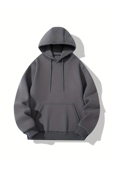 EXPECTED Φούτερ Unisex Smoke Grey με κουκούλα 3 İp Ş επένδυση fleece με κουκούλα