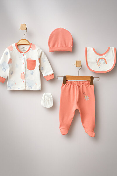 Aziz Bebe Rainbow Pattern Pocket Detailed 5-Piece Hospital Discharge Set