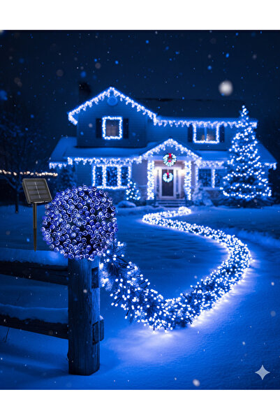 OBSIDION Solar outdoor string lights 30 meters, 300 LEDs blue