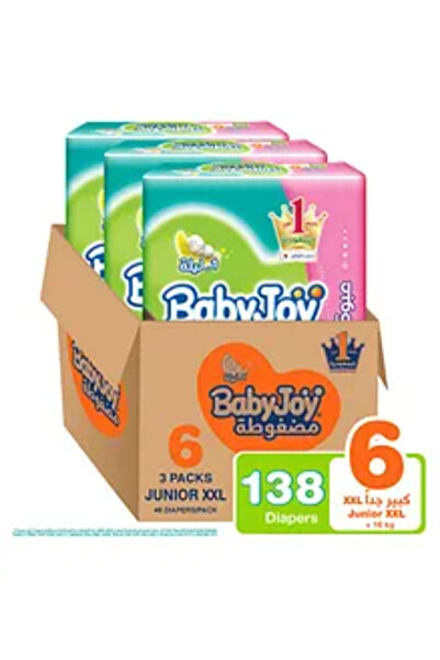 BabyJoy حفاضات مضغوطة دايموند كور، عبوة كبيرة مقاس 6 - عبوة من 3 قطع (138 قطعة)