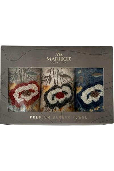 MARİBOR ÇİÇEK2-NAKIŞLI BAMBU MUTFAK HAVLUSU 30X50 3'lü