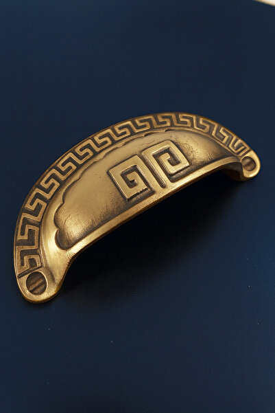 Dizaynhouse Kyros – Mâner pentru vase din alamă 100% cu model grecesc antic (64 mm) – Model Vintage Cup Pull