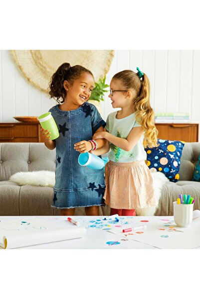 Munchkin Miracle 360 Spill-Proof Toddler Cups, Green/Blue, 10 oz, Pack of 2, Plastic