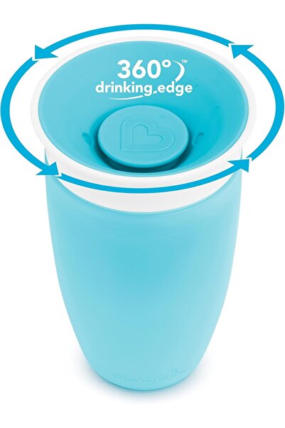 Munchkin Miracle 360 Spill-Proof Toddler Cups, Green/Blue, 10 oz, Pack of 2, Plastic