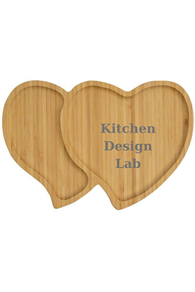 Kitchen Design Lab Bambu Çift Kalpli Sunum Ve Kahvaltı Tabağı, Steak Sunum Ta...