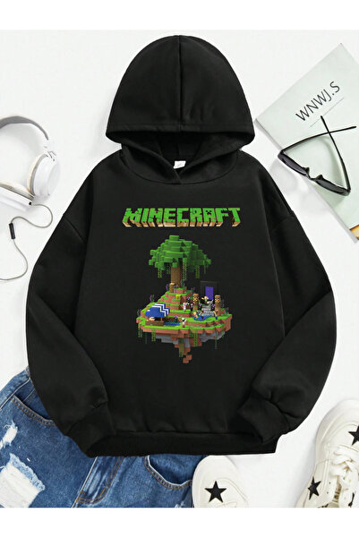 SVART WEAR Дитячий світшот з капюшоном і кишенями-кенгуру з принтом Minecraft...