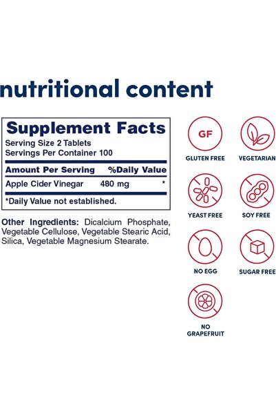 American Health Apple Cider Vinegar Tablets, 200 Count