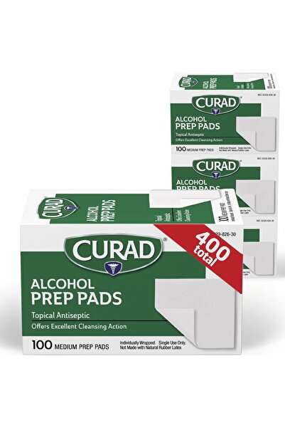 Curad Thick Alcohol Prep Pads, 400 Pack (4 x 100) - Medline