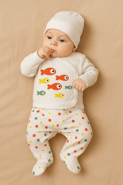 Bebek Takımı Pamuklu 3 Parça Yenidoğan Set