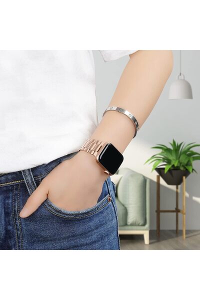 lnkoo iiteeology Stainless Steel Replacement Band for Apple Watch (38/40/41/42/44/45mm) - Rose Gold