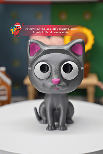 Galaksi 3D Kedi Tasarım Gözlük Standı – Gri