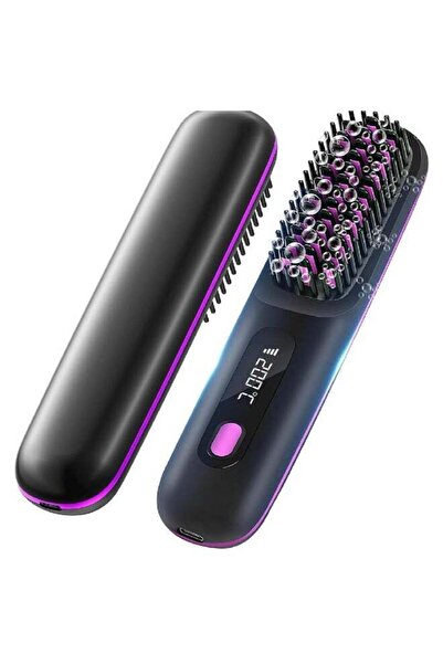 XIUWOO Cordless Rechargeable Anion Hair Straightener Brush (Black) - 3 Temp Settings