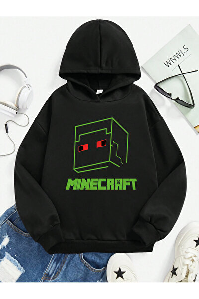 SVART WEAR Дитячий світшот з капюшоном і кишенями-кенгуру з принтом Minecraft...