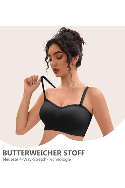 OEM Women's Strapless Seamless Push-Up Bandeau Bra with Removable Clear and Black Straps set of 2