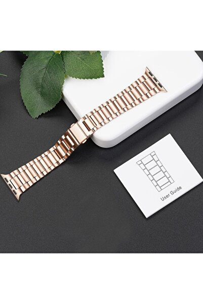 lnkoo iiteeology Stainless Steel Replacement Band for Apple Watch (38/40/41/42/44/45mm) - Rose Gold