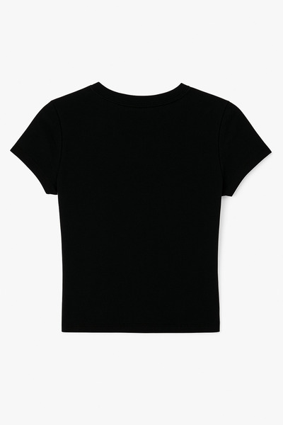 RF Studio Basic Black Baby Tee Crop Top T-Shirt