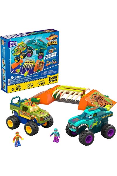 MEGA Hot Wheels Monster Trucks – Stunt Wrex Boneyard Building Block Set, 332 Pieces