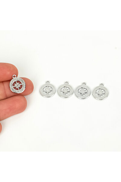 yfhobi 1 Adet - 12 mm Pusula Desenli Uç, Charm Uç, Rodyum Kaplama 1.Kalite Ka...