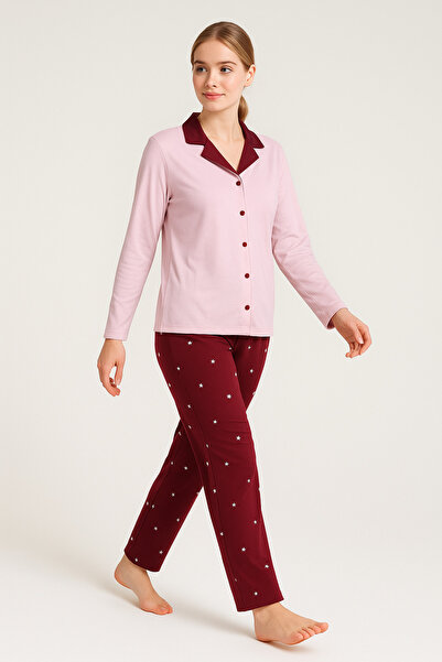 Mutlu City Women's Milan Fabric Comfortable Fit Buttoned Soft Pajama Set 4982