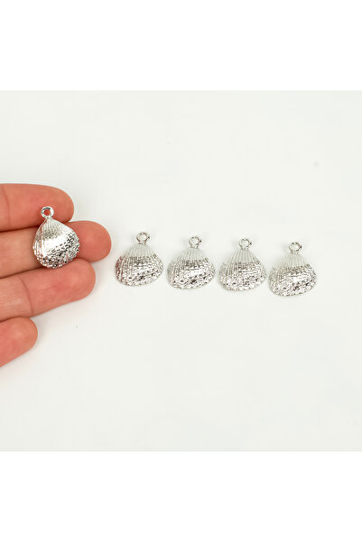 yfhobi 1 Adet - 15 mm Midye Desenli Uç, Charm Uç, Rodyum Kaplama 1.Kalite Kar...