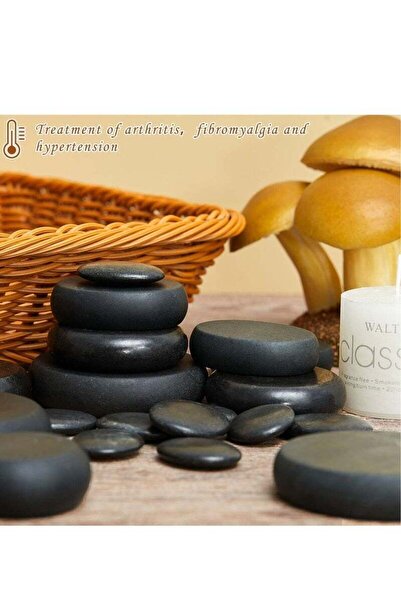 Generic Basalt Hot Stone Massage Set - 20 Smooth Black Rocks for Home Spa