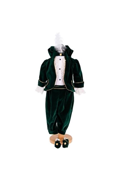 OEM Baptism suit 'Little Prince' green velvet 68-74 cm