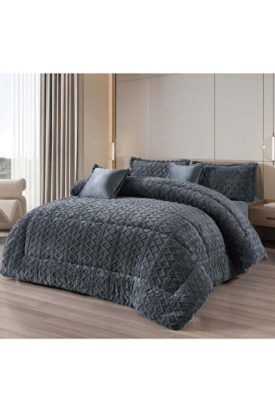 Gebeline Mingli Velvet Winter Double Bedspread Set, 6 Pieces (Quilt 240x220 cm)