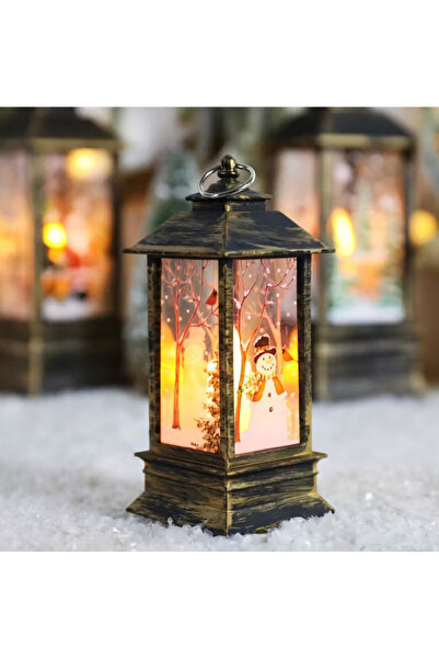 OEM LED Christmas lantern, Santa Claus and Snowman, 13 cm, brown