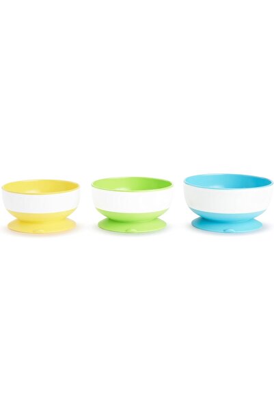Munchkin Stay Put Suction Bowls - Set of 3, Plastic, Multi-Color