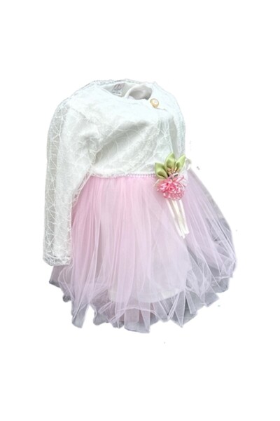OEM Elegant white and pink dress set with white bolero - 12 months