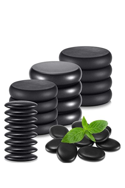 Generic Basalt Hot Stone Massage Set - 20 Smooth Black Rocks for Home Spa