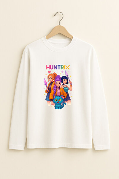 fasardi K-Pop Demon Hunters Huntrix Zoey Rumi Mira Printed Long Sleeve Girls' T-Shirt