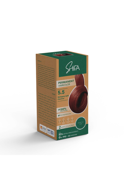Shifa Permanent hair dye from Shifa, ammonia-free and with up to 86% natural ingredients (light chestnut brown)