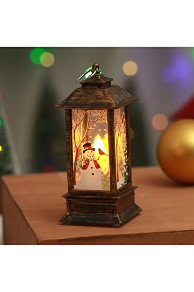 OEM LED Christmas lantern, Santa Claus and Snowman, 13 cm, brown