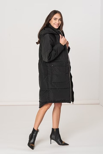 ONLY Onlgabi hooded jacket with asymmetric hem, Black, M