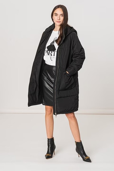 ONLY Onlgabi hooded jacket with asymmetric hem, Black, M