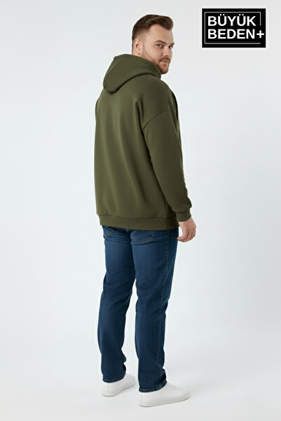 Superlife Men's Plus Size Slim Hooded Sleeves and Ribbed Hem Swatshirt Spr26Bsw957