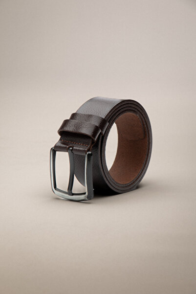 ZEKİ ÖZER Men's Brown Genuine Leather Belt 4.5 cm