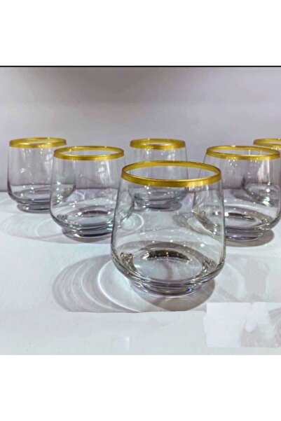P H Panayır Home Live 6-Piece Gilded Coffee Side Water Glass Set 95 Cc