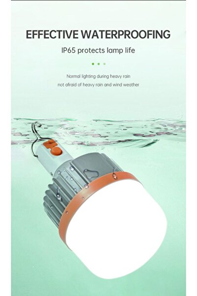 Generic Stretchable LED Lantern 60W Rechargeable Camping Light Bulb Type C 3 Modes Hanging Hook Emergency