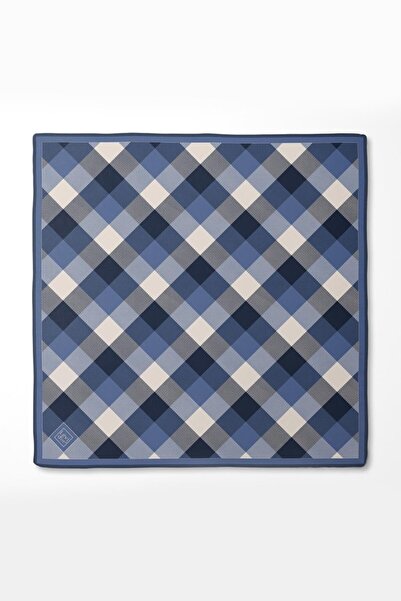 Levidor Cobalt Point Check Print Twill Silk Scarf-0934